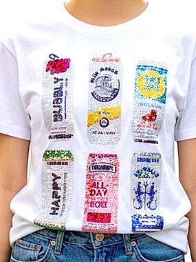 Queen of Sparkles Stretch Cotton Casual Party Tee Coorful Drinks Oversized XS